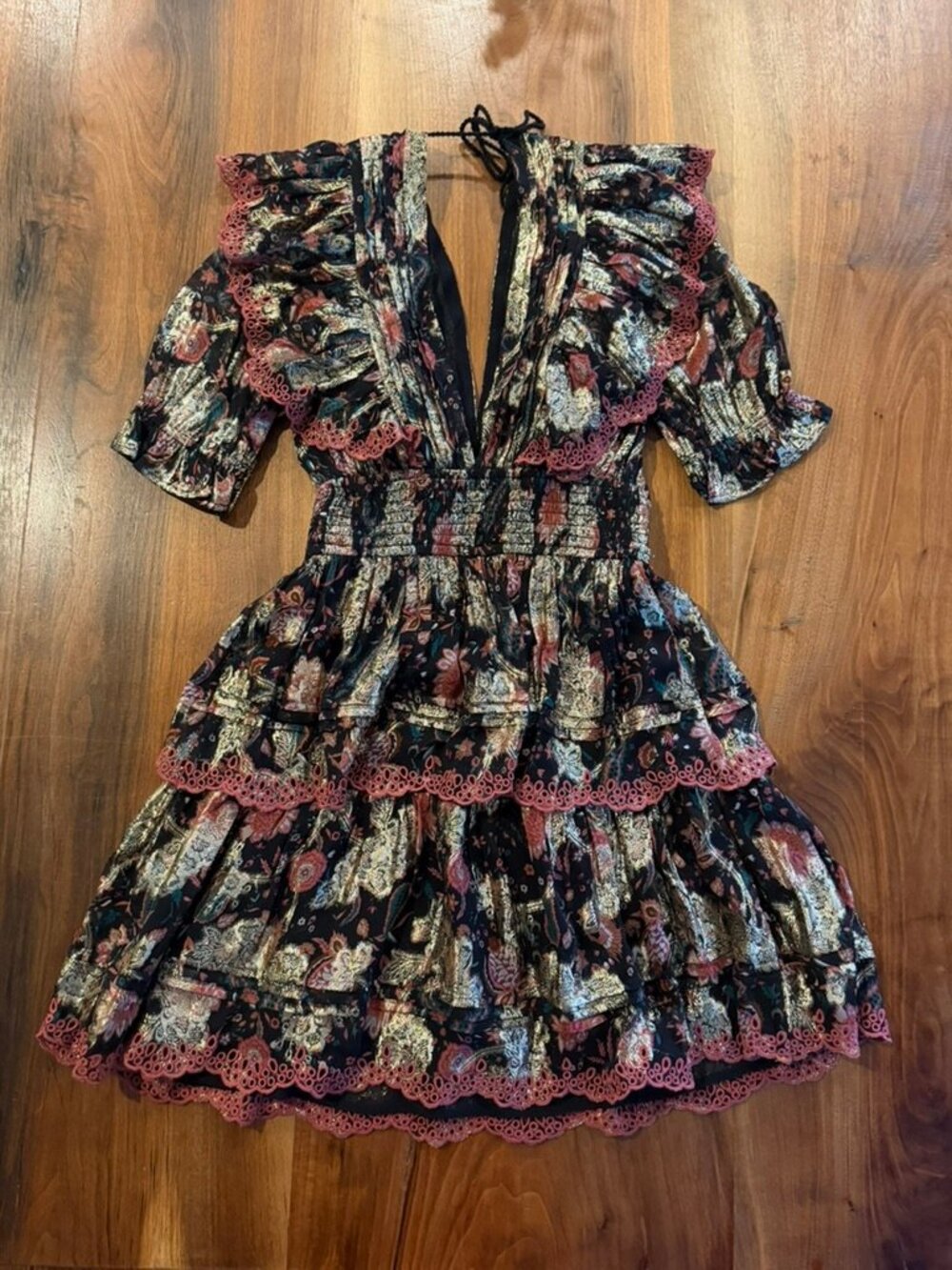 Calling June metallic ruffle mini dress size S